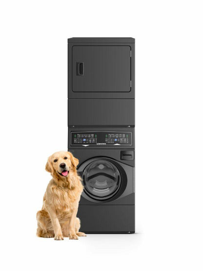 SPEED QUEEN SF7008BE SF7 Stacked Washer - Electric Dryer with Pet Plus™Sanitize Fast Cycle Times Black - SF7008BE