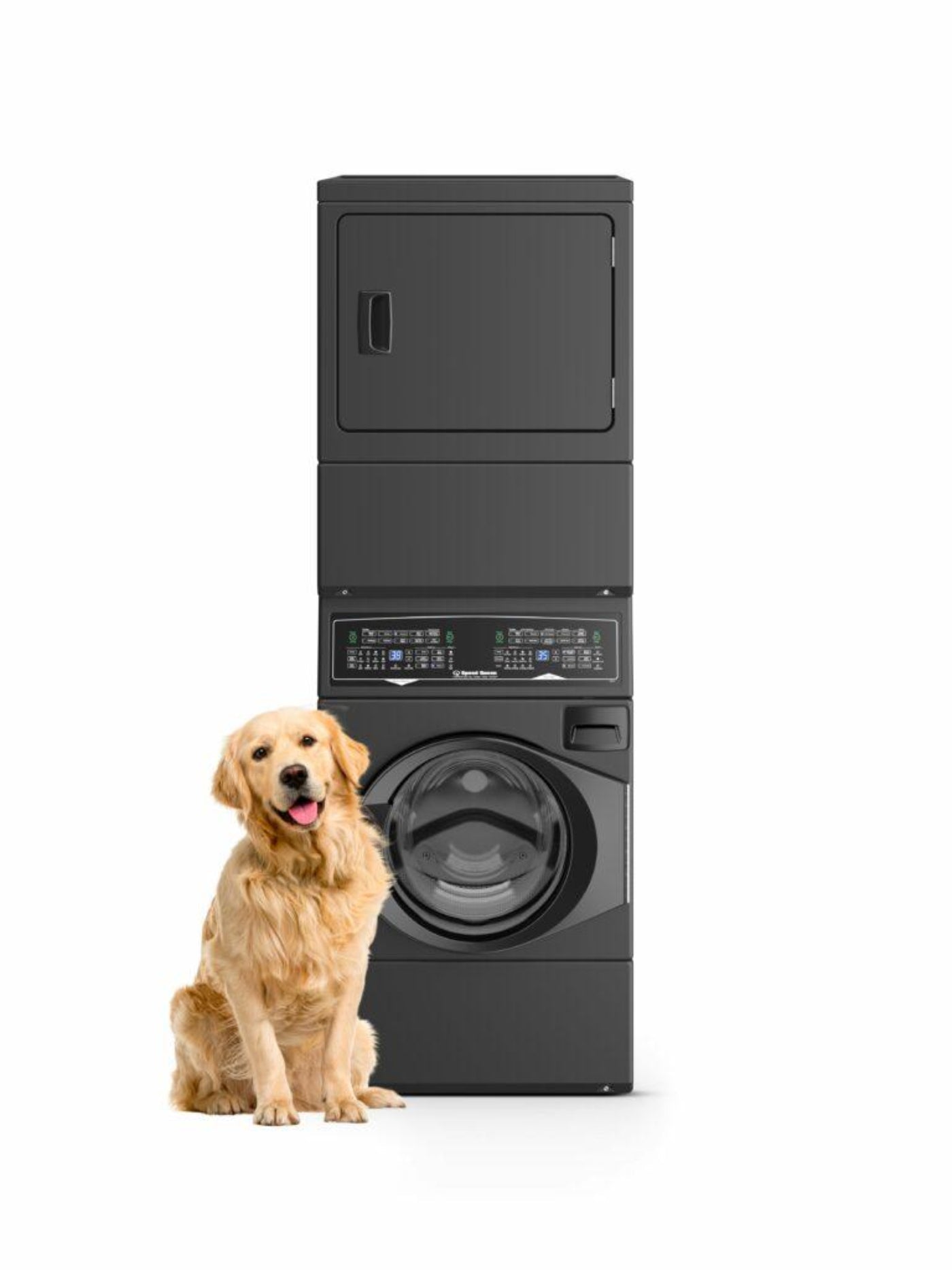 SPEED QUEEN SF7008BE SF7 Stacked Washer - Electric Dryer with Pet Plus™Sanitize Fast Cycle Times Black - SF7008BE