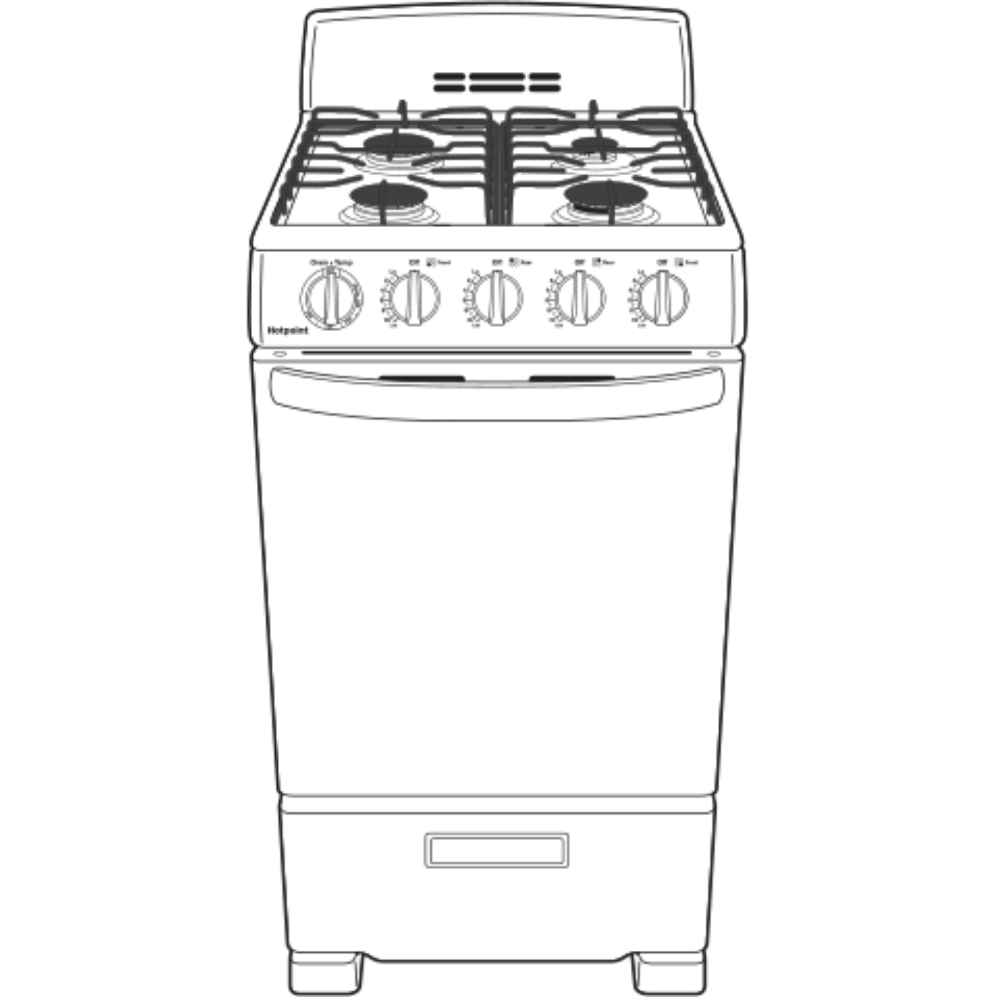 HOTPOINT Hotpoint 20" Front-Control Free-Standing Gas Range with Sealed Burners White - RGAS200DMWW