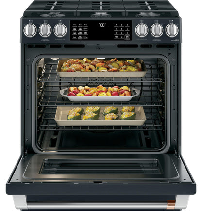 CAFE  30" Smart Slide-In, Front-Control, Gas Range with Convection Oven Black - CGS700P3MD1