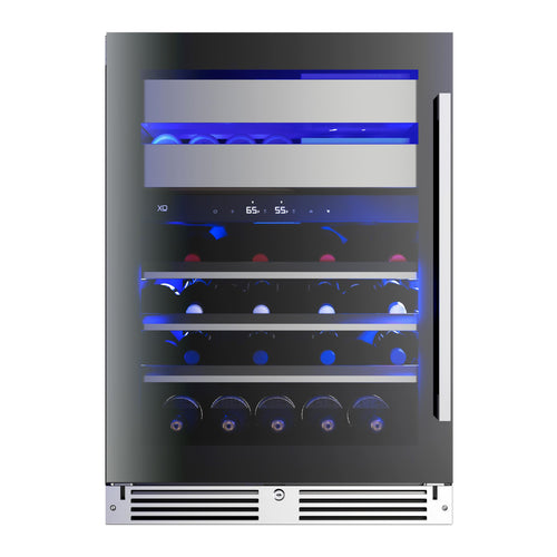 XO APPLIANCE XOU24WWGBL Wine and Weed 24" Black Glass, Left Hinge Black - XOU24WWGBL