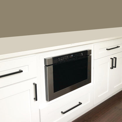XO APPLIANCE XOMWD24BS 24" Built-In Microwave Drawer - Black Glass & Black Stainless Black in Stainless Steel - XOMWD24BS