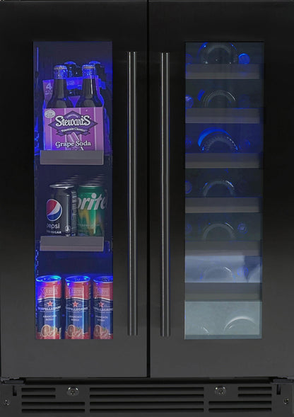 XO APPLIANCE XOU24BWDDGBS 24" Beverage/Wine Double Door Black Stainless Black in Stainless Steel - XOU24BWDDGBS