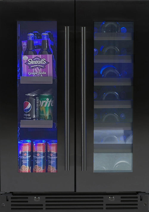 XO APPLIANCE XOU24BWDDGBS 24" Beverage/Wine Double Door Black Stainless Black in Stainless Steel - XOU24BWDDGBS