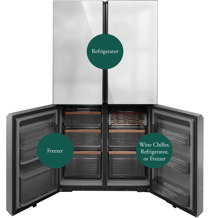 CAFE ENERGY STAR 22.9 Cu. Ft. Smart Counter-Depth Quad-Door Refrigerator in Platinum Glass with Dual-Dispense AutoFill Pitcher Gray - CHE23DM5WS5