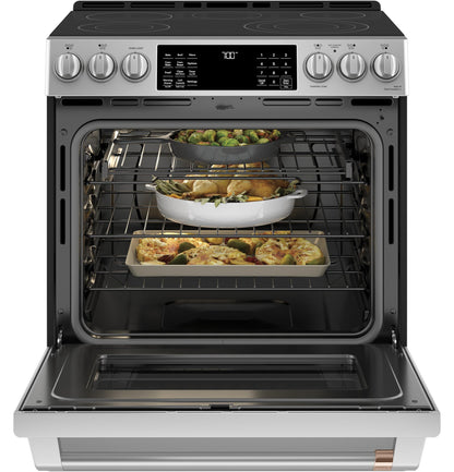 CAFE  30" Smart Slide-In, Front-Control, Radiant and Convection Range in Stainless Steel - CES700P2MS1