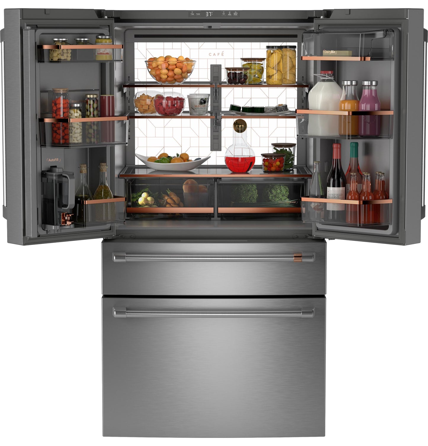 CAFE  ENERGY STAR 28.7 Cu. Ft. Smart 4-Door French-Door Refrigerator With Dual-Dispense AutoFill Pitcher in Stainless Steel - CGE29DP2TS1