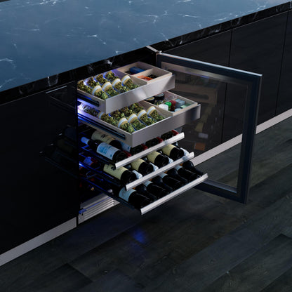 XO APPLIANCE XOU24WWGBL Wine and Weed 24" Black Glass, Left Hinge Black - XOU24WWGBL