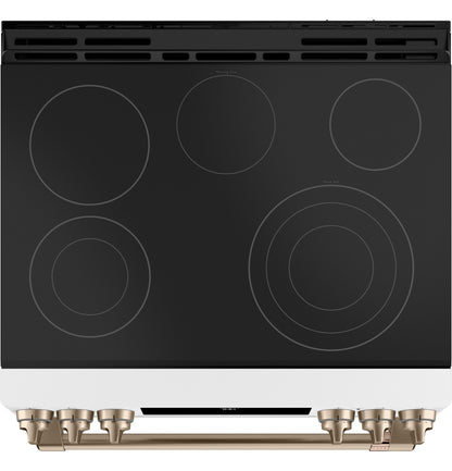 CAFE  30" Smart Slide-In, Front-Control, Radiant and Convection Range White - CES700P4MW2