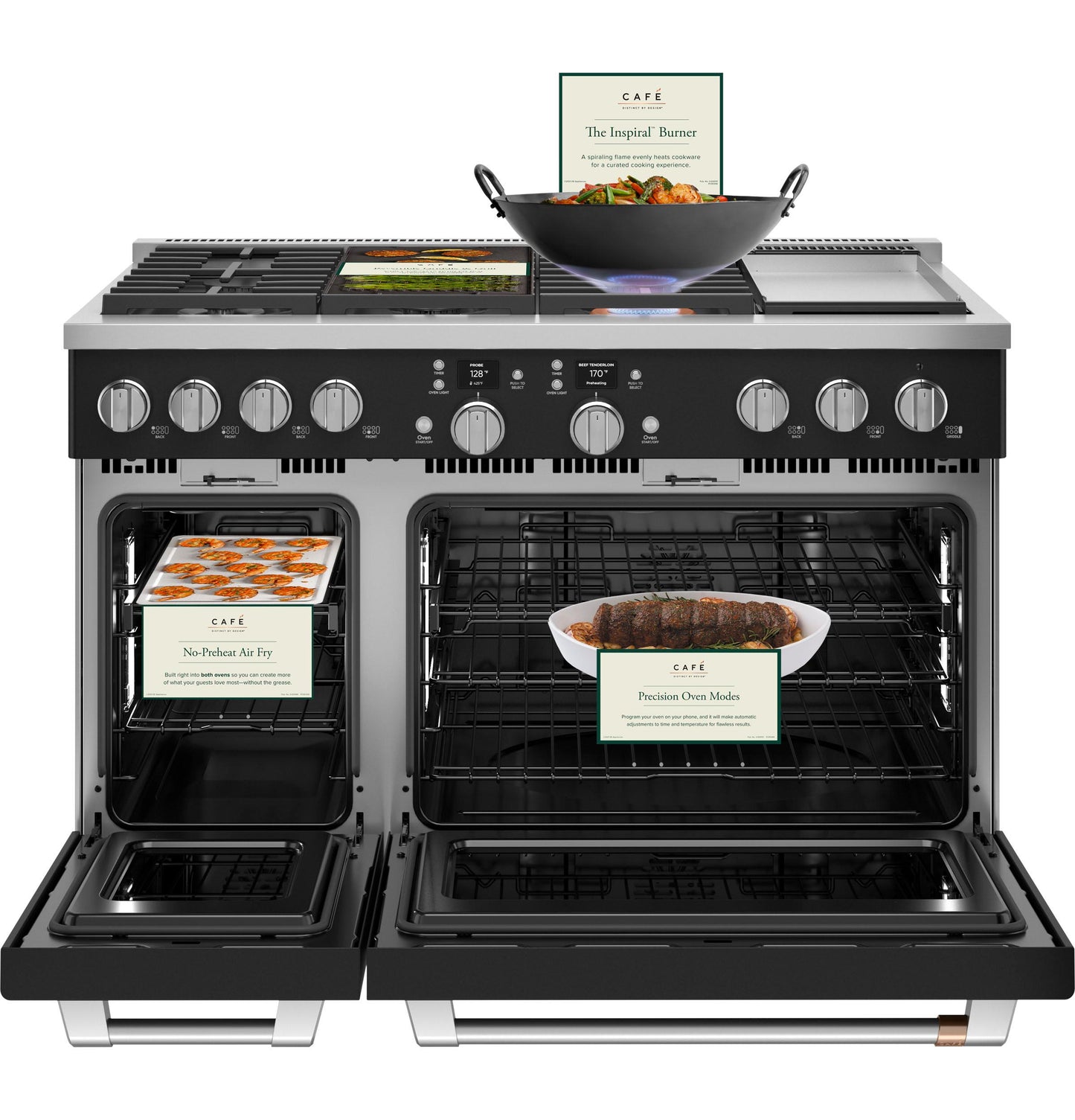 CAFE  48" Smart Dual-Fuel Commercial-Style Range with 6 Burners and Griddle (Natural Gas) Black - C2Y486P3TD1