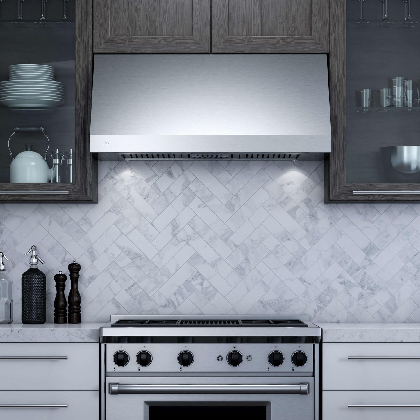 XO APPLIANCE XOT1842SC 42" CCC 600/395 CFM Italian Made Pro Hood Range Hood in Stainless Steel - XOT1842SC