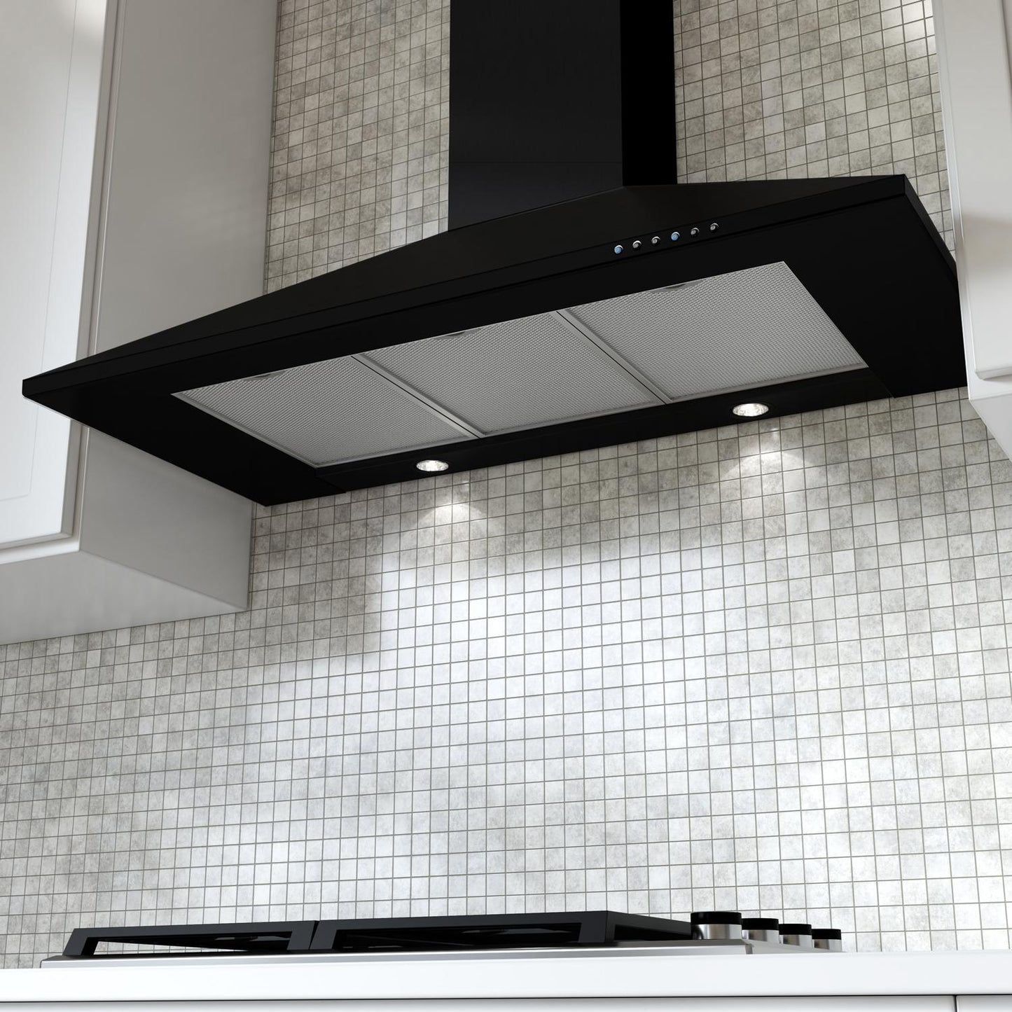 XO APPLIANCE XOB36BC 36" CCC 600/395 CFM Italian Made Wall Mount Chimney Range Hood Black - XOB36BC