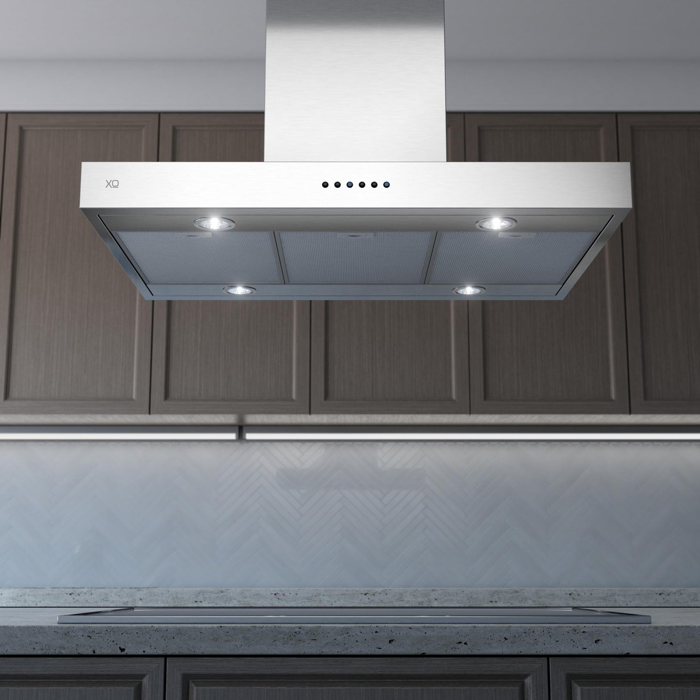 XO APPLIANCE XORI48SC 48" CCC 600/395 CFM Low Profile Island Hood in Stainless Steel - XORI48SC