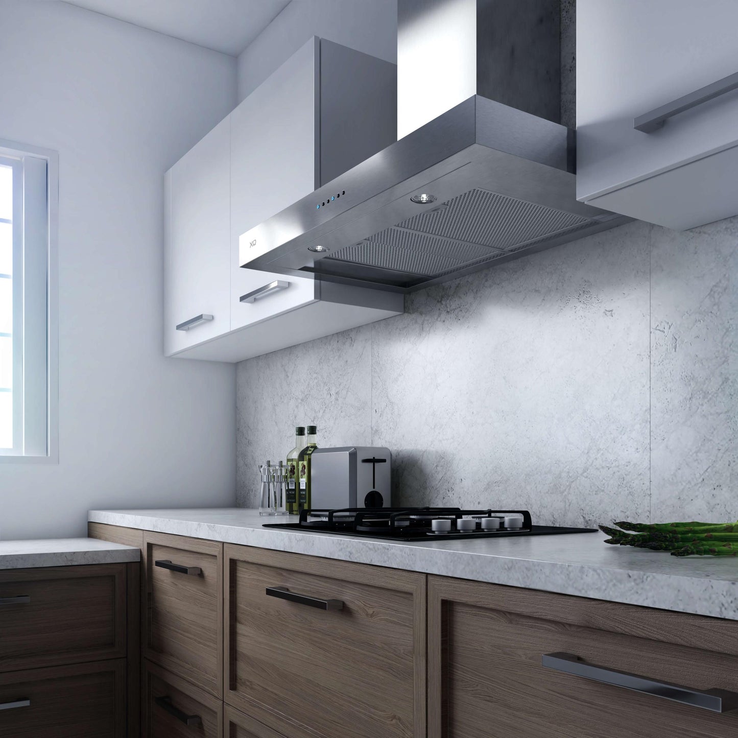 XO APPLIANCE XOR30SC 30" CCC 600/395 CFM Sleek Contemporary Italian Made Wall Mount Hood in Stainless Steel - XOR30SC