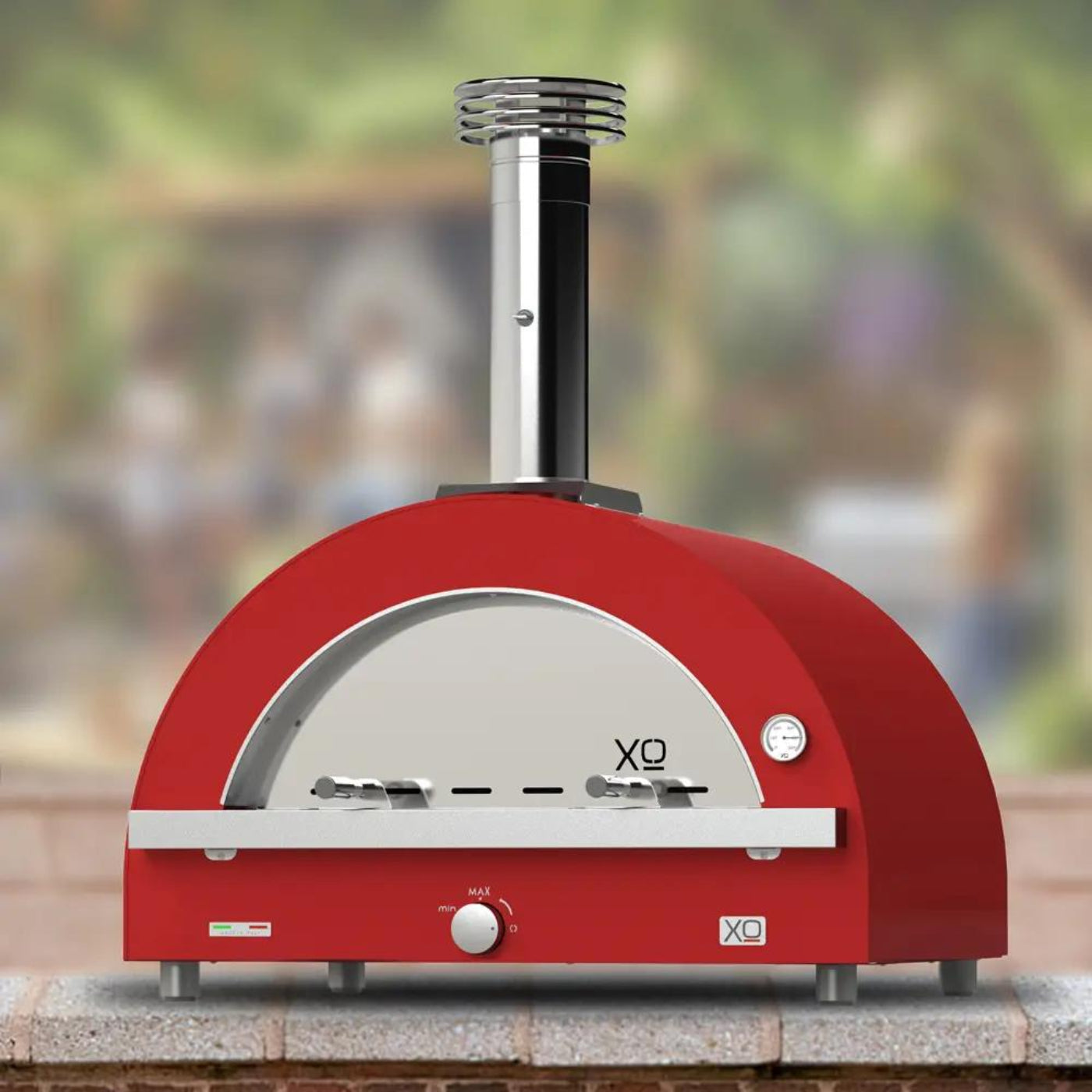 XO APPLIANCE XOPIZZA4HRON 40" Hybrid Gas & Wood Oven in Rosso (Red) Black - XOPIZZA4HRON