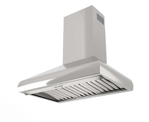 XO APPLIANCE XOVW48KSE 48in Pro Wall Chimney Hood in Stainless Steel Rounded Lip 1000 CFM in Stainless Steel - XOVW48KSE