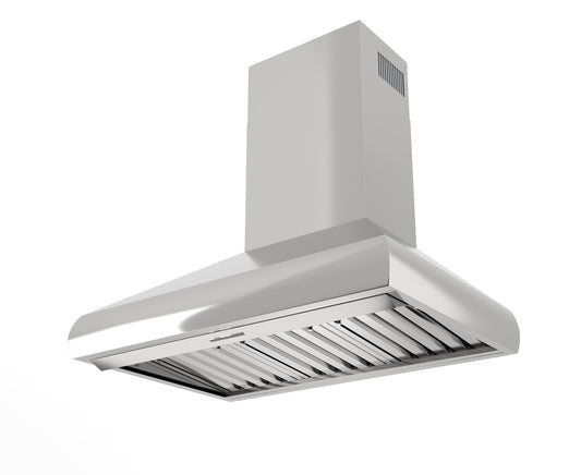 XO APPLIANCE XOVW42KSE 42in Pro Wall Chimney Hood in Stainless Steel Rounded Lip 1000 CFM in Stainless Steel - XOVW42KSE