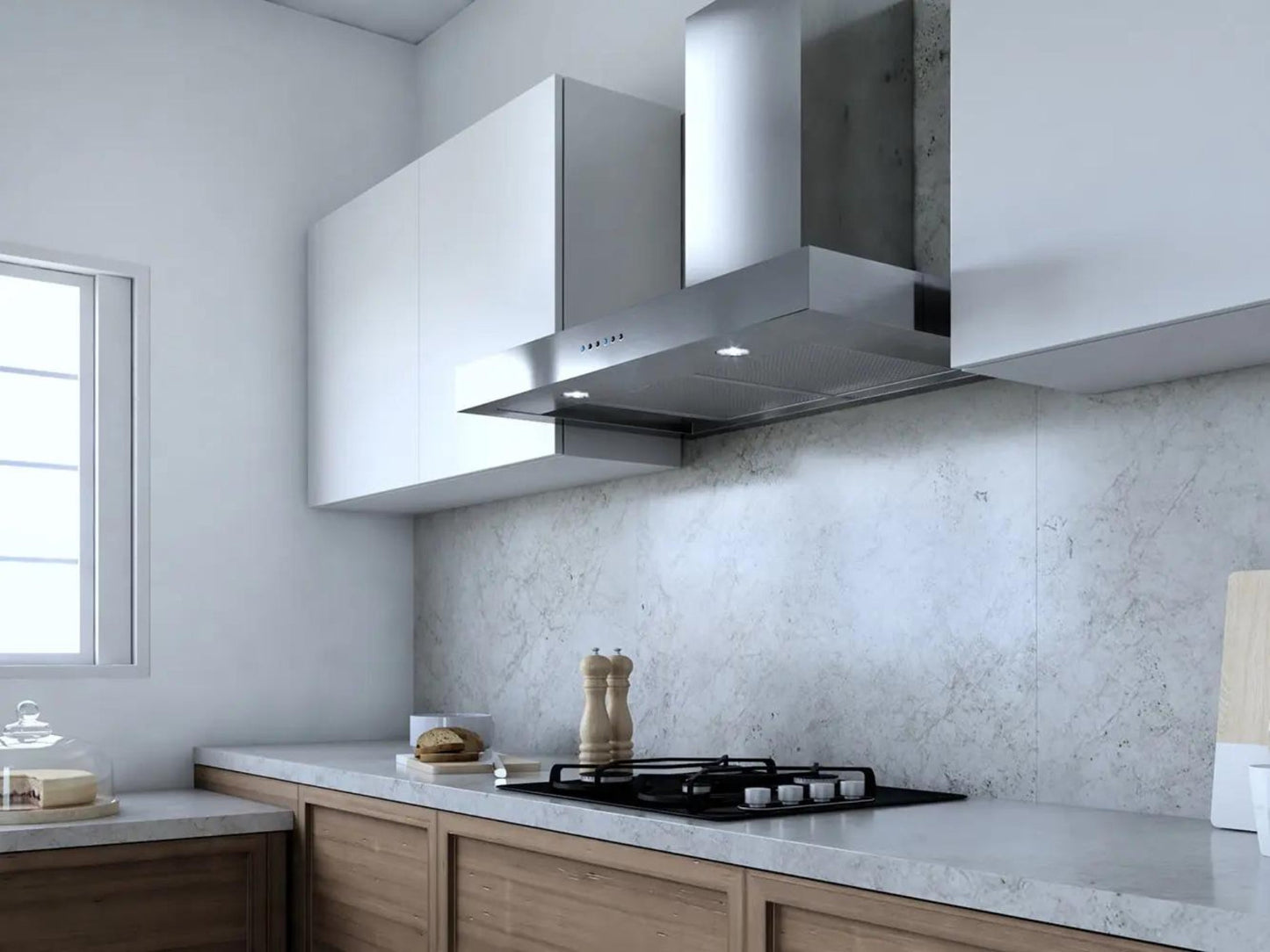 XO APPLIANCE XOR24SC 24" CCC 600/395 CFM Sleek Contemporary Italian Made Wall Mount Hood in Stainless Steel - XOR24SC
