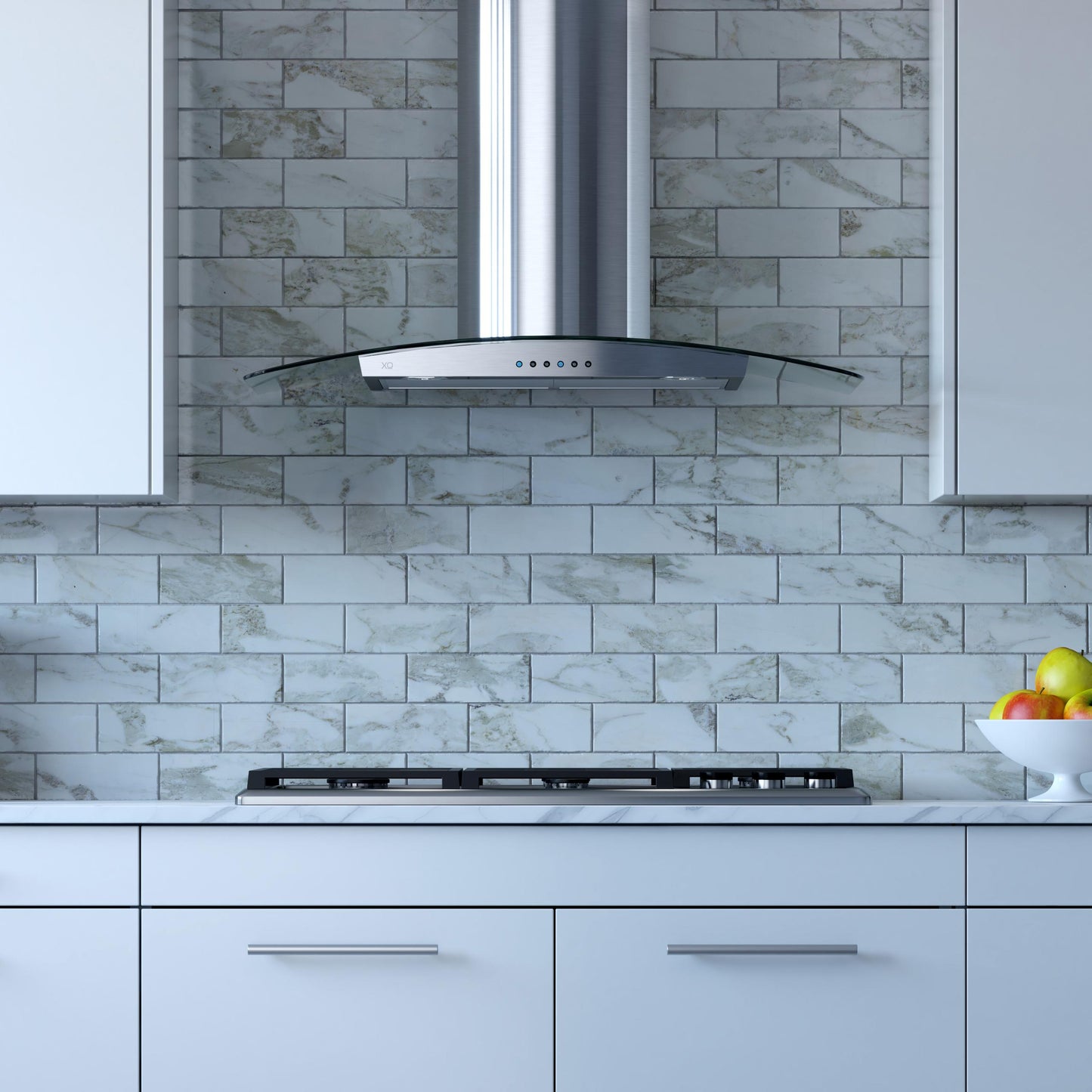 XO APPLIANCE XOM36GC 36" CCC 600/395 CFM Wall Chimney Hood Stainless/Glass in Stainless Steel - XOM36GC