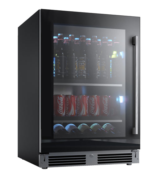 XO APPLIANCE XOU24BCGBL Beverage Center, 24" Black Glass, Left Hinge Black - XOU24BCGBL