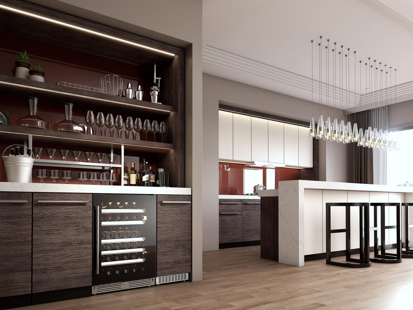 XO APPLIANCE XOU24WDZGBL Dual Zone Wine Cooler, 24" Black Glass, Left Hinge Black - XOU24WDZGBL