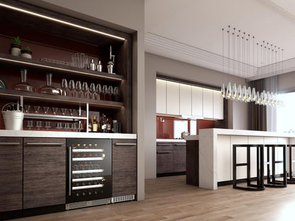 XO APPLIANCE XOU24WDZGBR Dual Zone Wine Cooler, 24" Black Glass, Right Hinge Black - XOU24WDZGBR