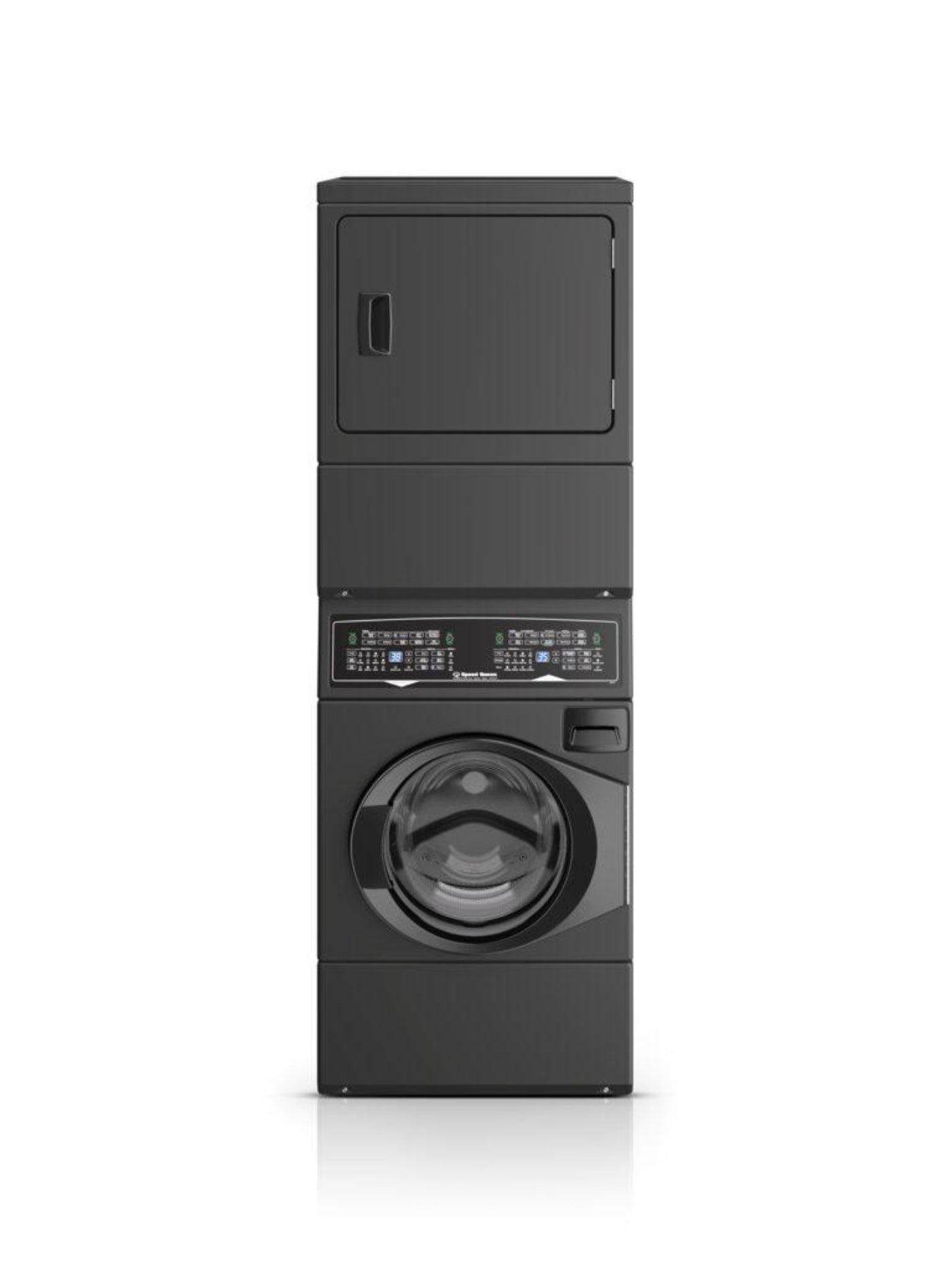 SPEED QUEEN SF7008BG SF7 Stacked Washer - Gas Dryer with Pet Plus Sanitize Fast Cycle Times Black - SF7008BG