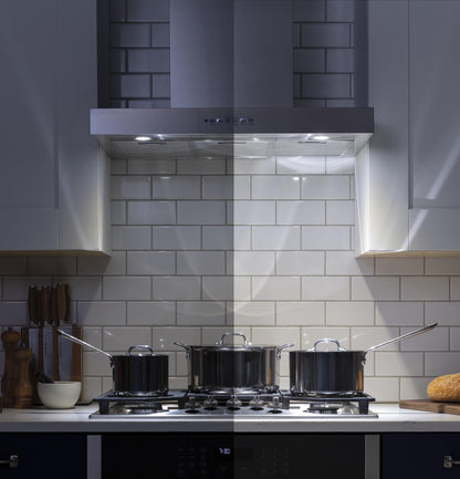 GE APPLIANCES 30" Designer Wall Mount Hood w/ Dimmable LED Lighting Stainless - UVW8301SLSS