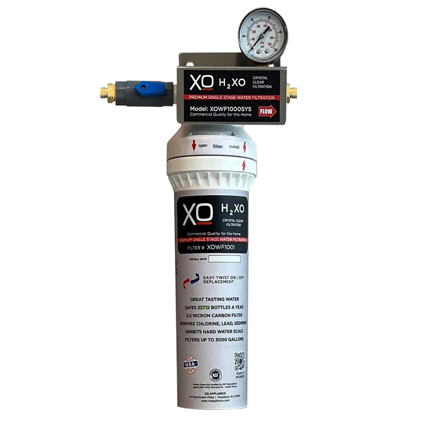 XO APPLIANCE XOWF1000SYS Single Stage In-Line Drinking Water Filtration System - XOWF1000SYS