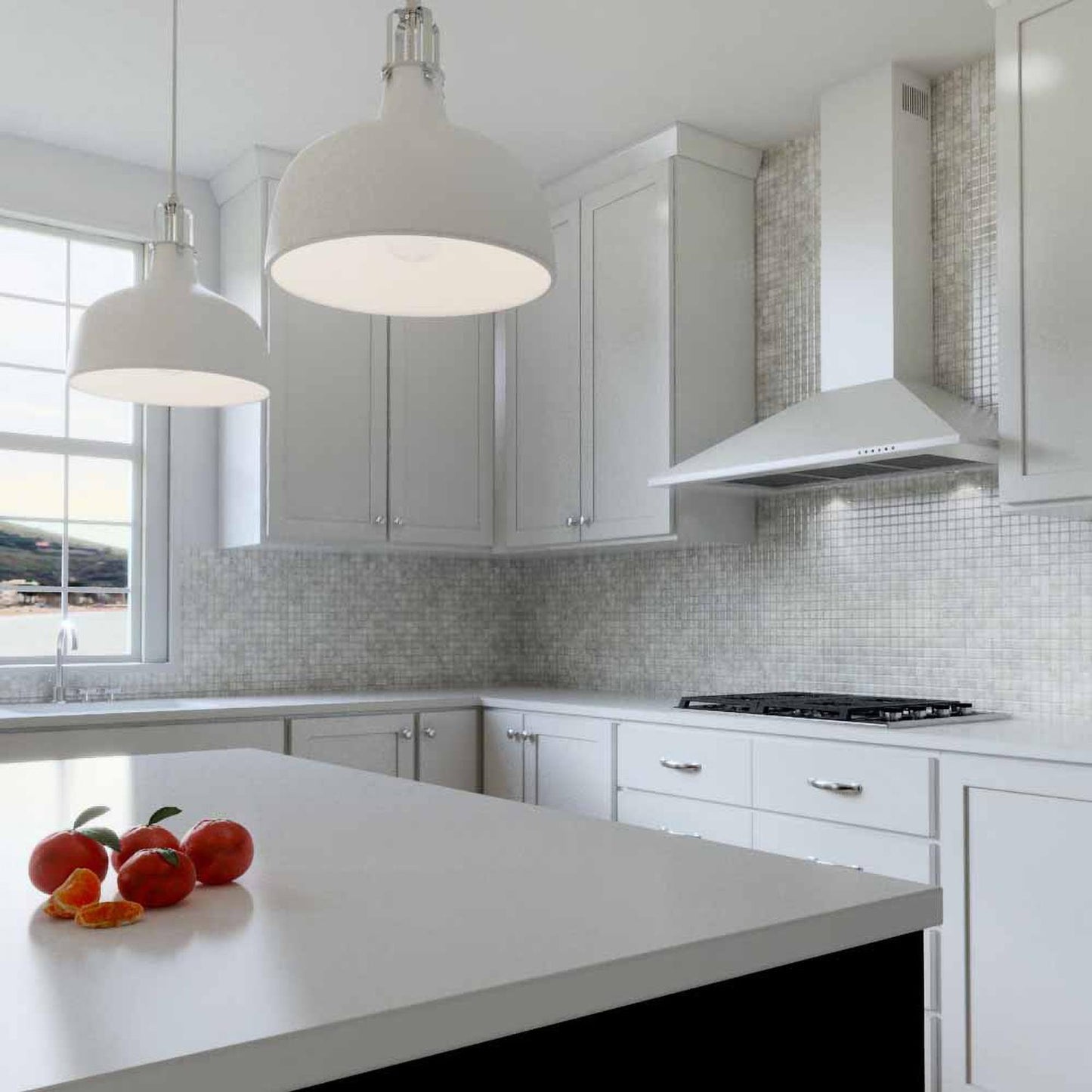 XO APPLIANCE XOB30WC 30" CCC 600/395 CFM Italian Made Wall Mount Chimney Range Hood White - XOB30WC