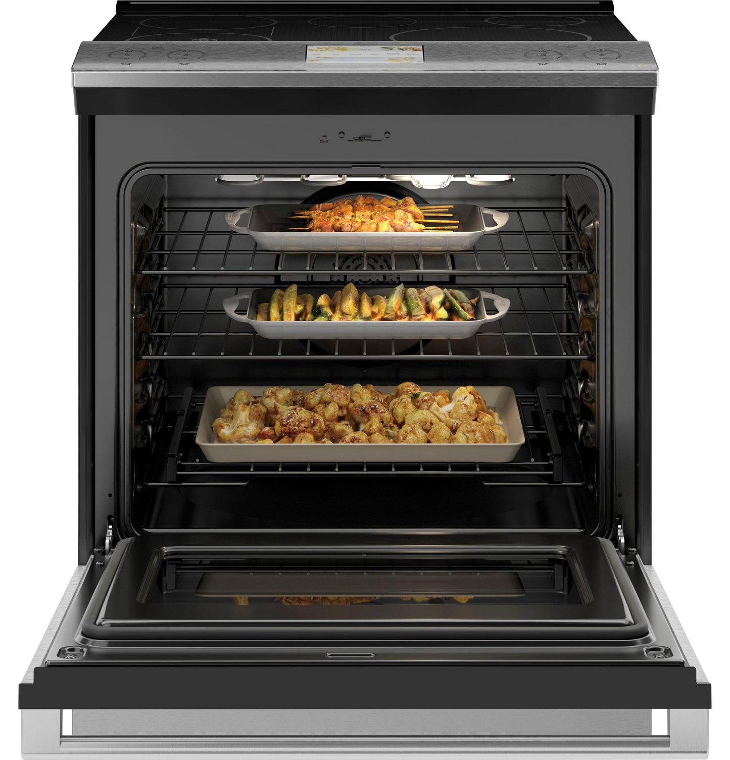 CAFE  30" Smart Slide-In, Front-Control, Induction and Convection Range with In-Oven Camera in Platinum Glass Gray - CHS90XM2NS5