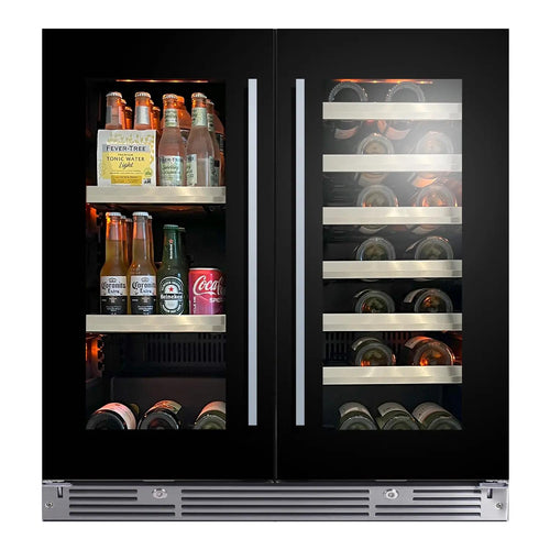 XO APPLIANCE XOU30BWDDGB 30" Beverage/Wine Double Door Black Glass Finish - XOU30BWDDGB