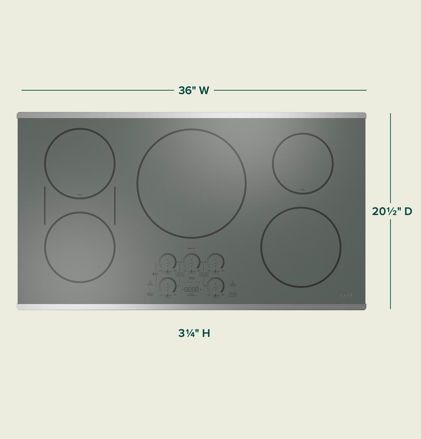 CAFE  Series ENERGY STAR 36" Built-In Touch Control Induction Cooktop in Stainless Steel - CHP90362TSS