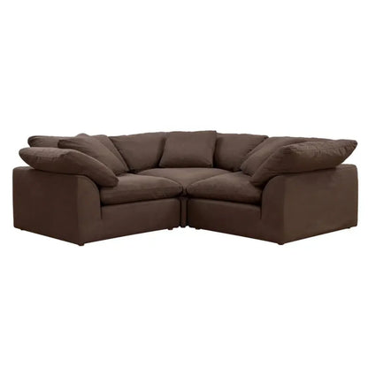 Sunset Trading Cloud Puff 3 Piece 88" Wide Slipcovered Modular Sectional Small L Shaped Sofa - SU-1458-88-3C