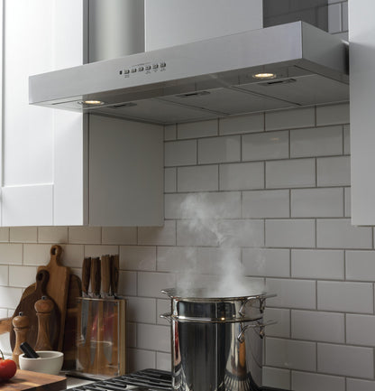 GE APPLIANCES 30" Designer Wall Mount Hood w/ Dimmable LED Lighting Stainless - UVW8301SLSS