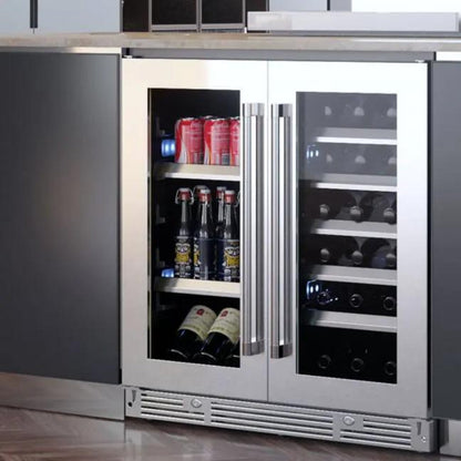 XO APPLIANCE XOU30BWDDGS 30" Beverage/Wine Double Door in Stainless Steel Glass in Stainless Steel - XOU30BWDDGS