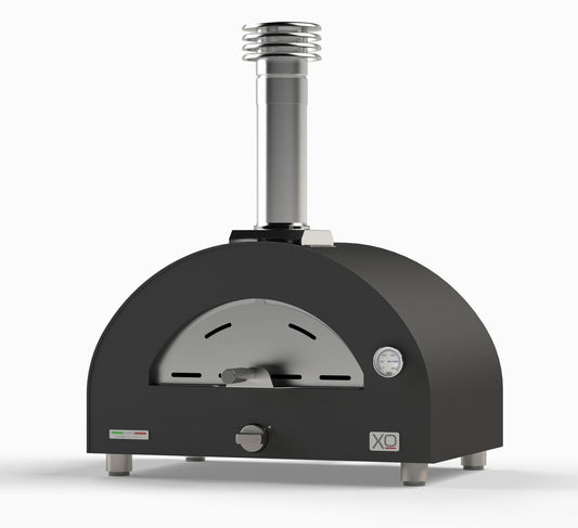 XO APPLIANCE XOPIZZA1GASCAL Tabletop Hybrid Gas & Wood Oven in Carbona (Black) Black - XOPIZZA1GASCAL