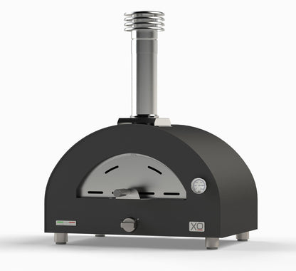 XO APPLIANCE XOPIZZA1GASCAL Tabletop Hybrid Gas & Wood Oven in Carbona (Black) Black - XOPIZZA1GASCAL