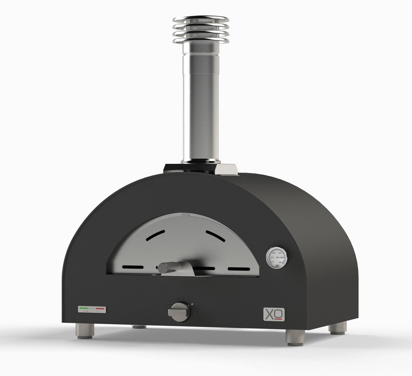 XO APPLIANCE XOPIZZA1GASCAL Tabletop Hybrid Gas & Wood Oven in Carbona (Black) Black - XOPIZZA1GASCAL