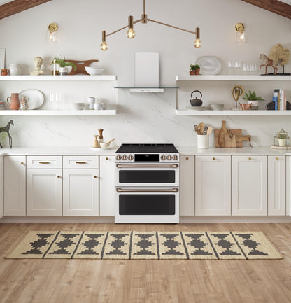 CAFE  30" Smart Slide-In, Front-Control, Induction and Convection Double-Oven Range White - CHS950P4MW2