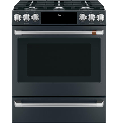 CAFE  30" Smart Slide-In, Front-Control, Gas Range with Convection Oven Black - CGS700P3MD1