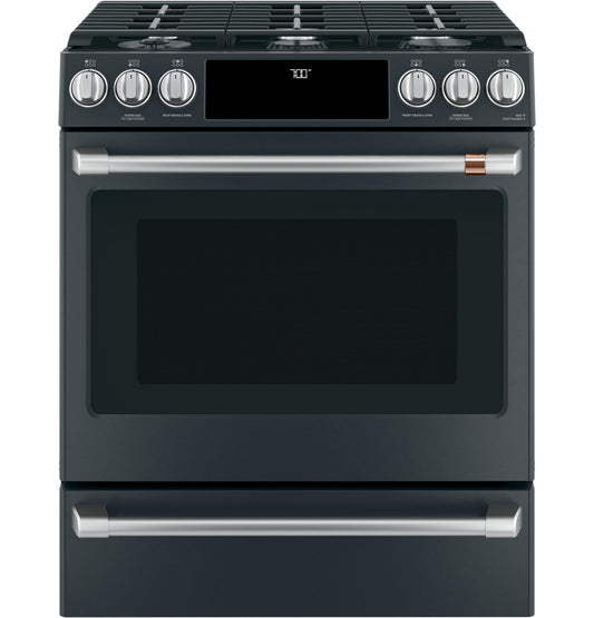 CAFE  30" Smart Slide-In, Front-Control, Gas Range with Convection Oven Black - CGS700P3MD1