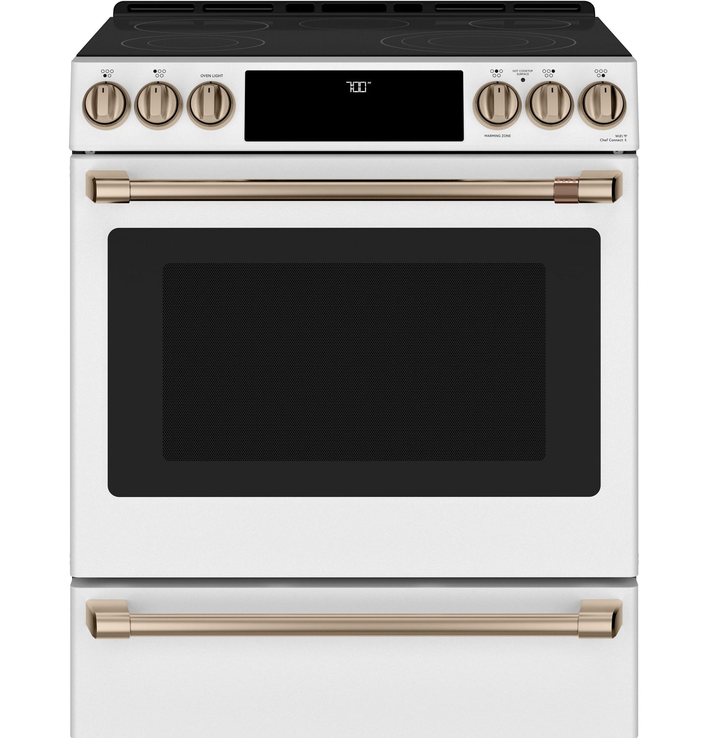 CAFE  30" Smart Slide-In, Front-Control, Radiant and Convection Range White - CES700P4MW2