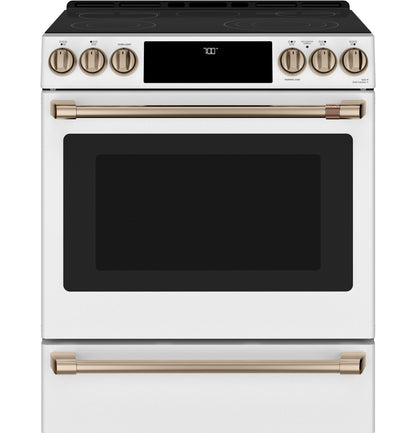 CAFE  30" Smart Slide-In, Front-Control, Radiant and Convection Range White - CES700P4MW2