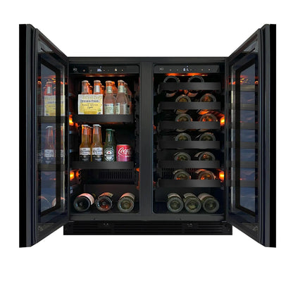 XO APPLIANCE XOU30BWDDGBS 30" Beverage/Wine Double Door Black in Stainless Steel & Glass - XOU30BWDDGBS