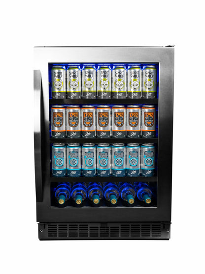 SILHOUETTE Silhouette - 24" Built-in Beverage Center In Black in Stainless Steel - SSBC056D3BS