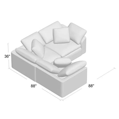 Sunset Trading Cloud Puff 3 Piece 88" Wide Slipcovered Modular Sectional Small L Shaped Sofa - SU-1458-88-3C