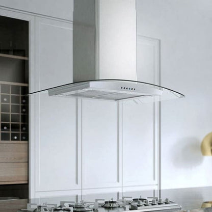 XO APPLIANCE XOMI36GC 36" CCC 600/395 CFM Island Hood Stainless/Glass in Stainless Steel - XOMI36GC