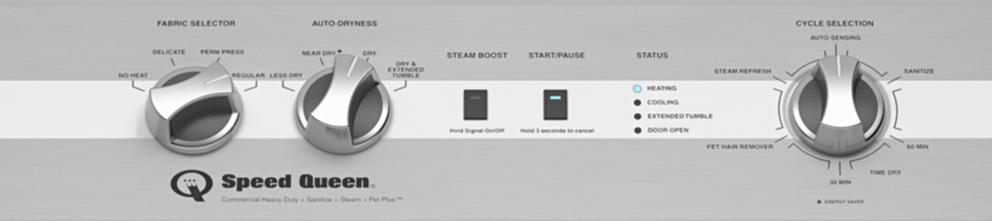 SPEED QUEEN DC5004WE DC5 Sanitizing Electric Dryer with Pet Plus Extended Tumble Steam  White - DC5004WE