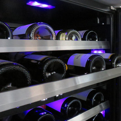 XO APPLIANCE XOU24WDZGBR Dual Zone Wine Cooler, 24" Black Glass, Right Hinge Black - XOU24WDZGBR